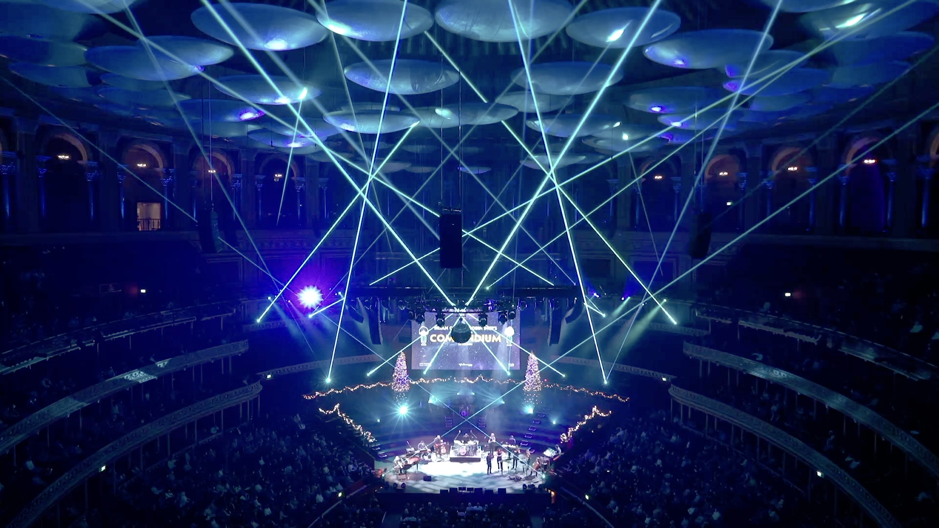 Nitin Sawhney performing at the Royal Albert Hall with lasers across the entire venue